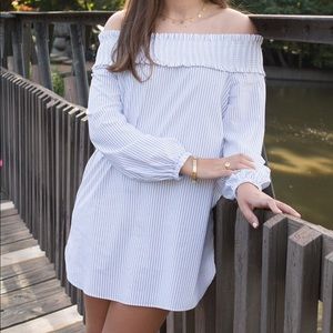 Tibi long sleeve off the shoulder dress